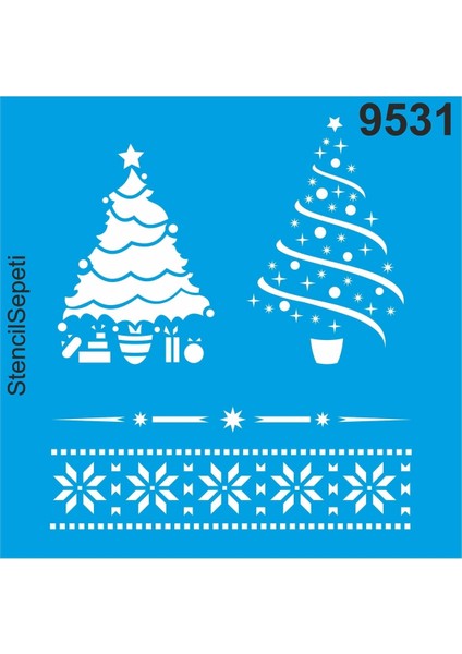 Yılbaşı Ağacı - Stencil Boyama Şablonu 20X20CM