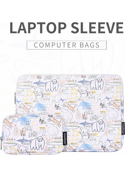 Karikatür Hayvan Desen 14 Inç Dizüstü Bilgisayar Kılıfı Taşınabilir Pu Taşıma Çantası + Küçük Çanta Seti (Yurt Dışından) fiyatları