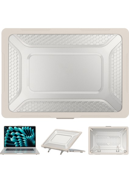 Macbook Air 15 Inç (2023) M2 A2941 /(2024) A3114 M3 Kaymaz Laptop Çantası Petek Isı Dağılımı Kickstand Pc + Tpu Kapak-Kayısı (Yurt Dışından)