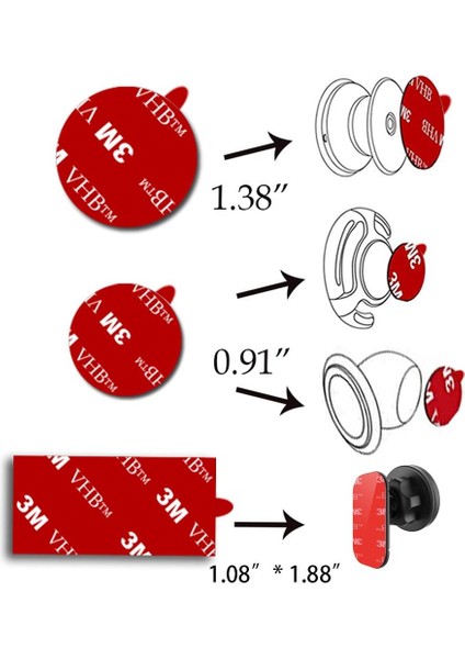 Manyetik Kontrol Paneli Için 3m Yapışkan Yapışkan Değiştirme Pop Out-Stand Montaj Tabanı Daire Çift Taraflı Bant Dash Için 2 Paket Dikdörtgen Vhb Etiket Pedleri Mıknatıslı Telefon (Yurt Dışından)