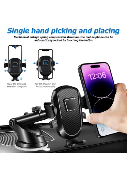 Araç Telefonu Tutucu Montajı, Vantuz ve Gösterge Paneli Ön Cam Havalandırma Klipsi, 3'ü 1 Arada Döndürülebilir Ayarlanabilir Masa Cep Telefonu Tutucu, Iphone, Samsung, Tüm Akıllı T (Yurt Dışından)