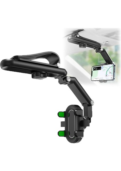 Lifegiverwise Telefon Tutucu, Maxicea Telefon Tutucu Dikiz Aynası, Universal Araç Güneşlik Klipsli Cep Telefonu Tutucu, Döndürülebilir Çok Fonksiyonlu Güneşlik Cep Telefonu Tutucu (Yurt Dışından)