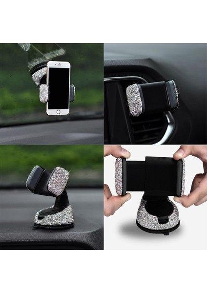 Araç Telefonu Tutucu, 360° Ayarlanabilir Bling Crystal Otomatik Telefon Montajı Evrensel Yapay Elmas Araç Standı Telefon Tutucu Ön Cam Kontrol Paneli ve Hava Çıkışı Için Araç Akses (Yurt Dışından) fırsatları
