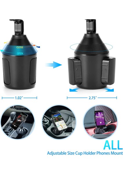 Araba Için Bardak Tutucu Telefon Montajı iPhone 11 Pro Max/11 Pro/11/xs Max/xr/xs/7/6 Plus/galaxy Note 10/note 10 Plus/note 9/note 8/s8 Için Evrensel Ayarlanabilir Ağır Araç Montaj (Yurt Dışından)