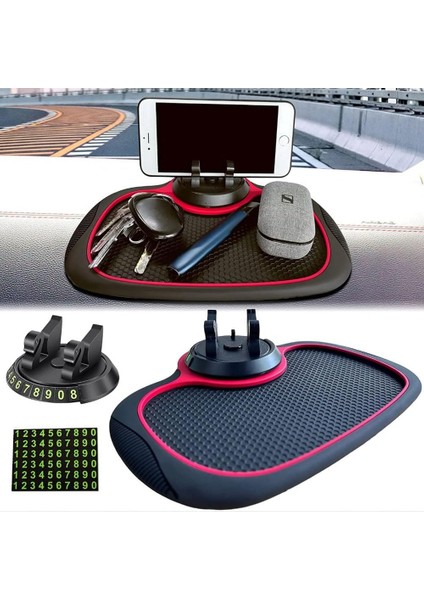 Çok Işlevli Araç Kaymaz Mat Otomatik Telefon Tutucu, Arabada Telefon Tutuculu Kaymaz Kauçuk Mat, Geçici Park Numarası ile Evrensel Çok Işlevli Araç Kontrol Paneli Matı (C) (Yurt Dışından)