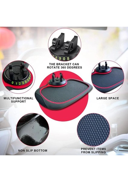 Çok Işlevli Araç Kaymaz Mat Otomatik Telefon Tutucu, Arabada Telefon Tutuculu Kaymaz Kauçuk Mat, Geçici Park Numarası ile Evrensel Çok Işlevli Araç Kontrol Paneli Matı (C) (Yurt Dışından) fiyatları