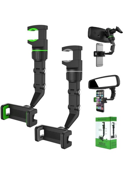 Rotato Grip Cep Telefonu Tutucu, Rotatogrip Telefon Tutucu, Çok Fonksiyonlu Dikiz Aynası Telefon Tutucu, 360 Araç Dikiz Aynası Telefon Tutucu, Araç Montajlı Telefon ve Gps Için (Si (Yurt Dışından)