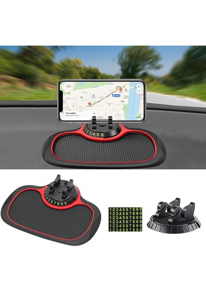 Çok Işlevli Araç Kaymaz Mat Otomatik Telefon Tutucu, Telefonlar, Anahtarlar, Gadget'lar Için Telefon Tutucu ile Evrensel Çok Işlevli Araç Kontrol Paneli Matwith Geçici Park Numbe (Yurt Dışından)