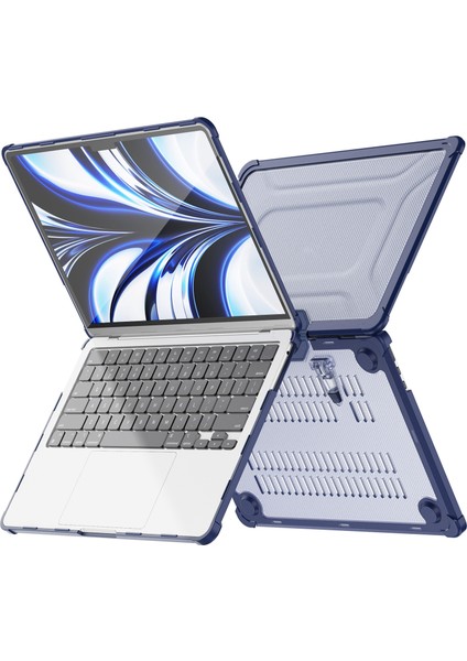 MacBook Air 13 Inç (2022) M2 A2681 Laptop Kılıfı Pc + Tpu Kickstand Isı Dağılımı Kapağı-Lacivert (Yurt Dışından)