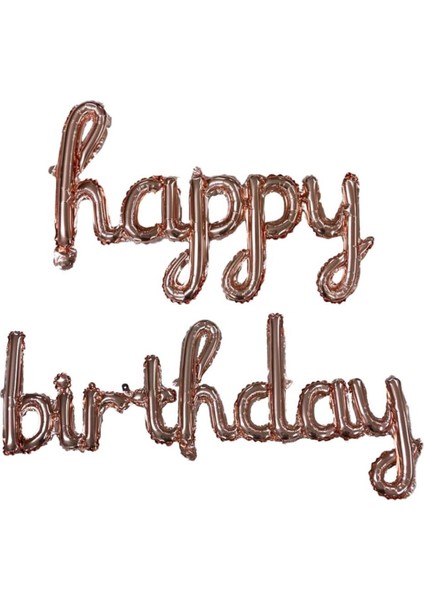 Folyo Balon Happy Birthday Yazılı El Yazılı Helyum Balon