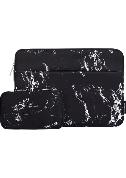 Ön Cep Dizüstü Bilgisayar Kılıfı Koruyucu Kapak Mermer Desenli Dizüstü Bilgisayar Kılıfı Küçük Çantalı-Siyah/14 Inç Dizüstü Bilgisayar Için (Yurt Dışından)