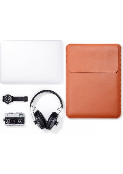 15 Inç/15.6 Inç Dizüstü Bilgisayar Saklama Çantası Pu Deri Çok Fonksiyonlu Mouse Pad Dizüstü Bilgisayar Kol Seti-Kahverengi (Yurt Dışından)