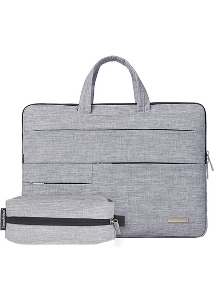 Büyük Çanta Polyester Dizüstü Bilgisayar Kolu Bilgisayar Kolu 14 Inç Laptop Çantası Küçük Kese Çanta-Açık Gri (Yurt Dışından)