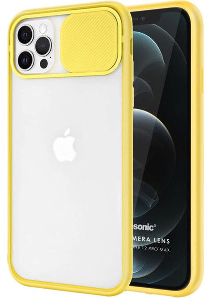Apple iPhone 12 Uyumlu Buzlu Kızaklı Kamera Korumalı Arka Koruma Kılıf