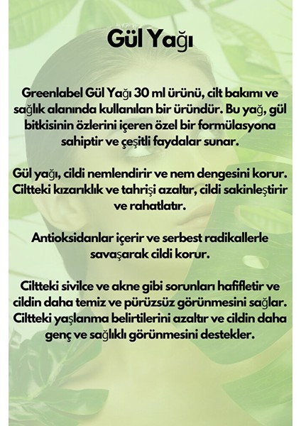 Green Label Greenlabel Gül Yağı 30 ml