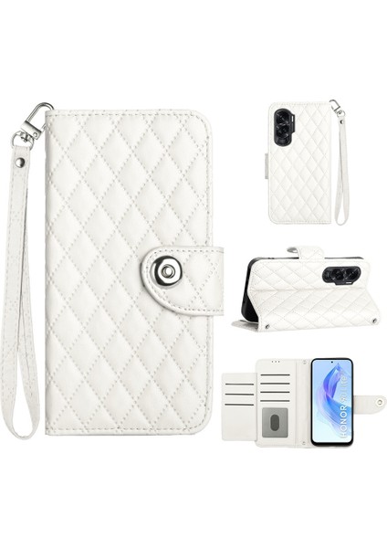 Honor 90 Lite Için Eşkenar Dokulu Pu Kılıf (Yurt Dışından)