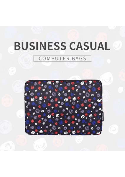 Nokta Baskılı Laptop Çantası Koruyucu Kılıf Fermuarlı Notebook Çantası-Siyah/15-Inç Dizüstü Bilgisayar Için (Yurt Dışından)
