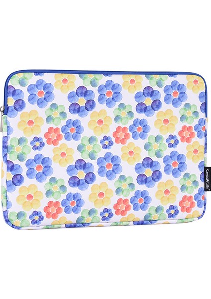 Pu Deri Çiçek Desenli Laptop Çantası Fermuarlı Dizüstü Bilgisayar Kolu 12 Inç Dizüstü Bilgisayar (Yurt Dışından)