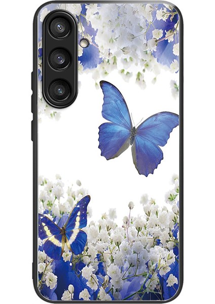 Samsung Galaxy S24 Temperli Cam+Tpu Desen Baskı Mavi ler Telefon Kılıfı (Yurt Dışından)