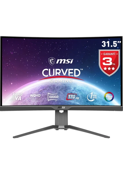 31.5" MAG 325CQRF QD 2560x1440 (WQHD) CURVE 1000R RAPID VA 170HZ 1MS ADAPTIVE-SYNC  GAMING MONITOR