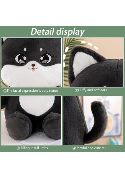Kara Kedi Peluş Sevimli Kara Kedi Dolması Hayvan Kedi Peluş Yastık Çocuk Için 9.8" (Yurt Dışından)