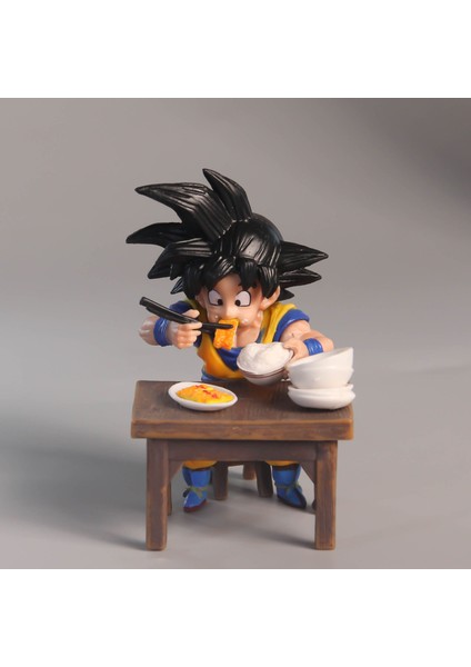 Dragon Ball Bir Kase Iyi Pirinç Küçük Goku Figürü Pirinç Adam Yeme Sahnesi Süsleme Modeli (Yurt Dışından)