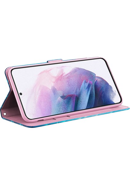 Samsung Galaxy A35 5g Cep u 3D Desenli Mavi li Pu Deri Stand Telefon Kılıfı (Yurt Dışından) modelleri
