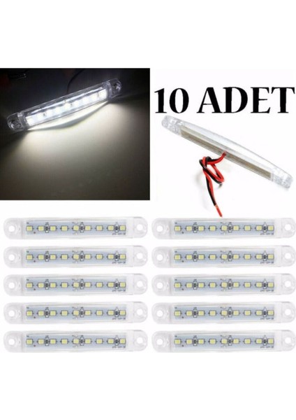 Dorse Parmak Lamba 12 -24 Volt 6 Ledli Beyaz Renk 10 Adet Kamyon LED Lamba Beyaz