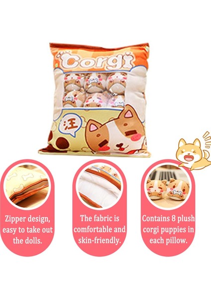 Peluş Yastık Sevimli Corgi Hayvanlar Bebek Oyuncak Gençler Kızlar Çocuklar Için Hediyeler, Kanepe Sandalye Dekoratif Yastık, Gençler Kızlar Çocuklar Için Yaratıcı Hediyeler (Yurt Dışından)