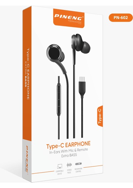 Type-C Earphone Extra Bass Kulaklık PN-602