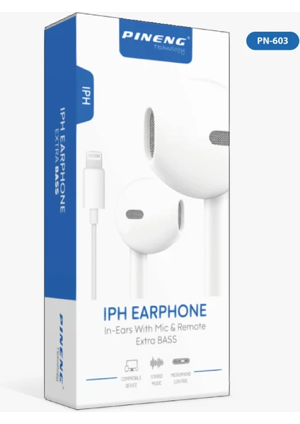 Pineng Iph Earphone Extra Bass Lightning Kulaklık PN-603