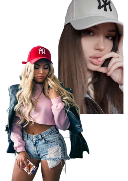 Unisex Ny Nakışlı Mavi Kep Şapka 2'li Set