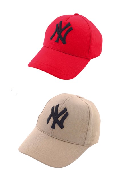 Unisex Ny Nakışlı Mavi Kep Şapka 2'li Set modelleri