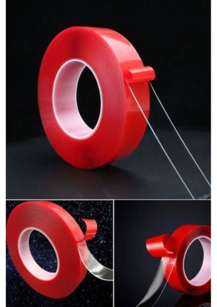 Çift Taraflı Şeffaf Silikon Bant 30 mm x 5 mt 2 Adet