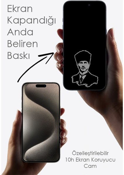 Atatürk Baskılı Iphone 15 Plus Uyumlu Ekran Korucu Cam