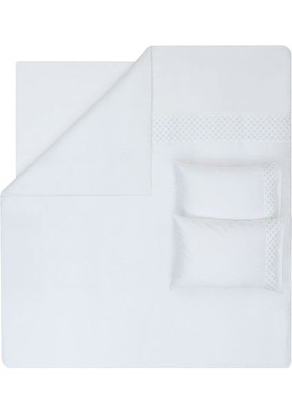 Hayley Çift Kişilik Krep Nakışlı Nevresim Takımı - Beyaz modelleri