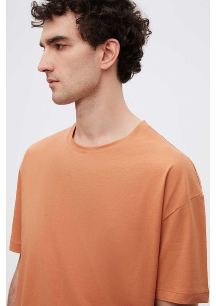 Oversize Tarçın Bisiklet Yaka %100 Pamuk T-Shirt 6HC14ORT02006 fiyatları