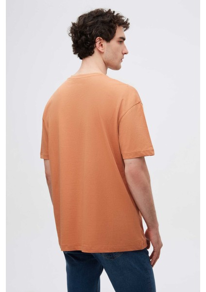 Oversize Tarçın Bisiklet Yaka %100 Pamuk T-Shirt 6HC14ORT02006 modelleri