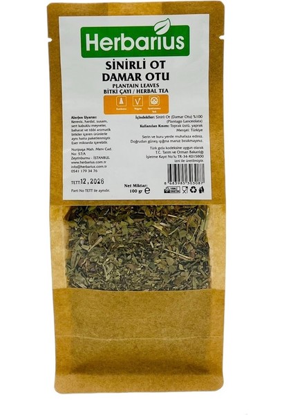 Sinirli Ot - Damar Otu - Damarlı Ot 100 gr (Plantain Leaves)