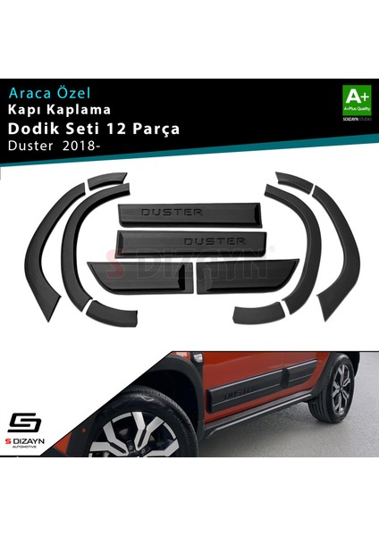 Dacia Duster 2 Kapı Koruma ve Çamurluk Kaplaması Dodik Seti 12 Prç 2018-2023 A+ Kalite