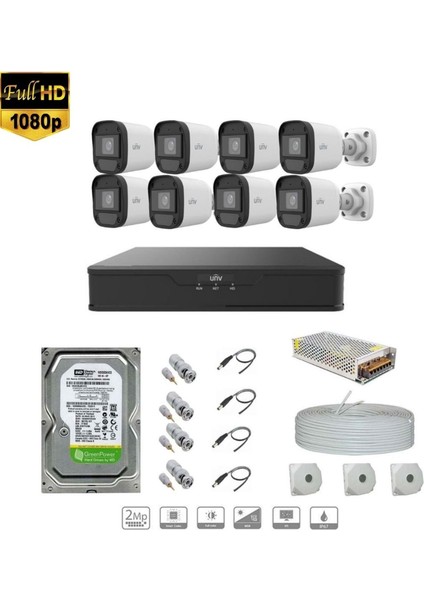 Unıvıew Full Hd 8 Kameralı Set