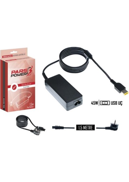 Lenovo 45W 20V 2.25A USB Tip Notebook Adaptör Şarj Aleti-Cihazı Pars Power