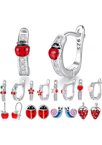 ETYE3253 2022 Moda Takı Noel Saplama Küpe Hayvan Uğur Böceği Yonca Kalp Terling Gümüş Küçük Küpe Kadınlar Çocuklar Kızlar Için (Yurt Dışından) indirimleri