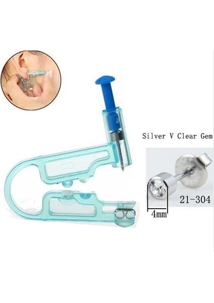 F21-304 1 Adet Hiçbir Ağrı Kulak Delme Cihazı + Güvenli Top Toka Seti ile Steril Çerçeve Steril Tek Kullanımlık Güvenlik Kıkırdak Tragus Damızlık Tabancası (Yurt Dışından)