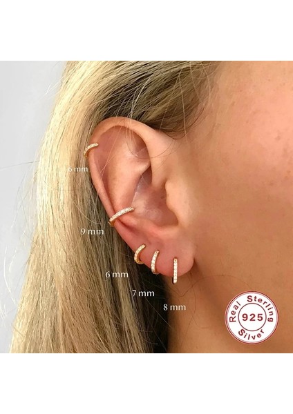 6mm Tarzı Altın-Beyaz Aide Terling Gümüş Temizle Zirkon Daire Yuvarlak Saplama Küpe Kadınlar Için Parti Düğün Kulak Kemik Toka Charm Küpe Takı (Yurt Dışından)