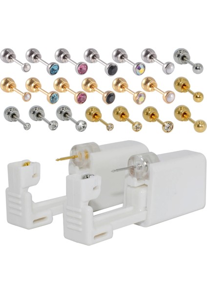 F21-304 1 Adet Hiçbir Ağrı Kulak Delme Cihazı + Güvenli Top Toka Seti ile Steril Çerçeve Steril Tek Kullanımlık Güvenlik Kıkırdak Tragus Damızlık Tabancası (Yurt Dışından)