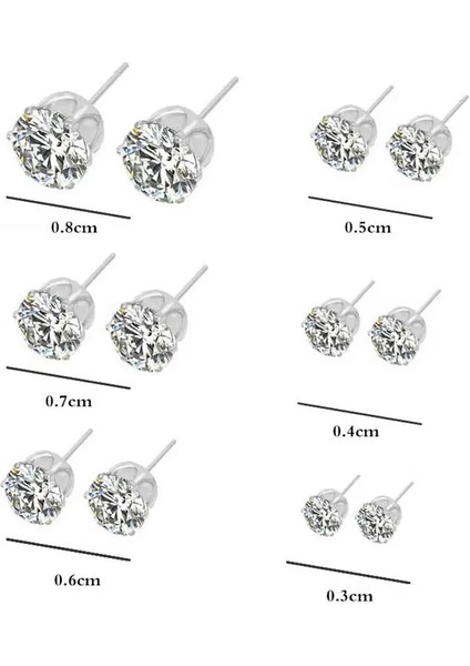 E741 Alıutom Moda 6 Çift Set Punk Zirkon Kristal Saplama Küpeler Kadınlar Için Set Yuvarlak Çiçek Gotik Tasarım Brincos Takı Bijoux (Yurt Dışından)