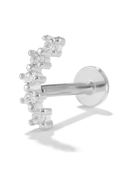 No.3 Boyutu Aide Terling Gümüş 1 Adet Düz Uçlu Piercing Takı Kadınlar Için Zirkon Nazar Yıldırım Küre Saplama Küpe Labret Dudak Yüzük (Yurt Dışından)