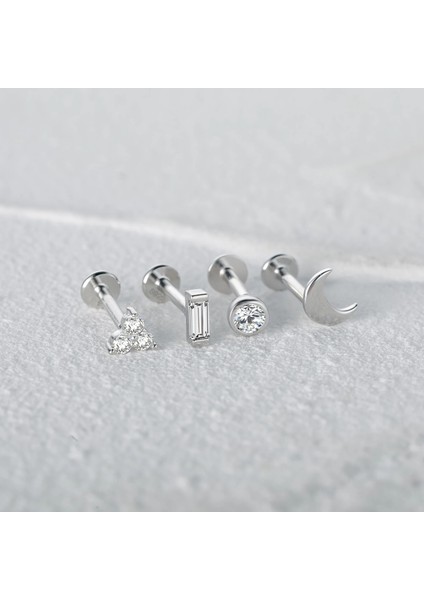 No.1 Boyutu Aide Terling Gümüş Zirkon Yıldız Çiçek Tragus Helix Piercing Küpe Kadın Labret Dudak Yüzük Kıkırdak Damızlık Punk Takı 1 Pc (Yurt Dışından)