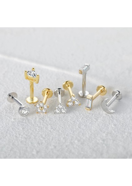 No.1 Boyutu Aide Terling Gümüş Zirkon Yıldız Çiçek Tragus Helix Piercing Küpe Kadın Labret Dudak Yüzük Kıkırdak Damızlık Punk Takı 1 Pc (Yurt Dışından)